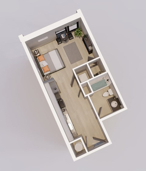 Floor plan for studio, 1 bath, 448 sqft